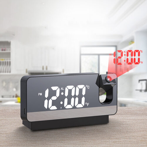 3D Projection Alarm Clock LED Mirror - Clock Display With Snooze Function