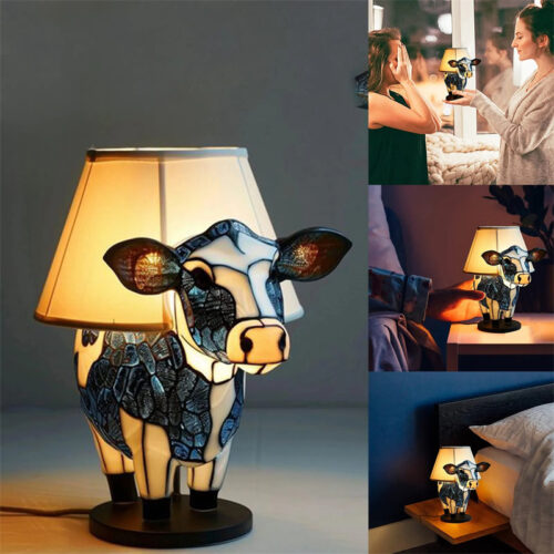 Beautiful Cow Bedside Table Lamp With USB For Living Room and Bedroom