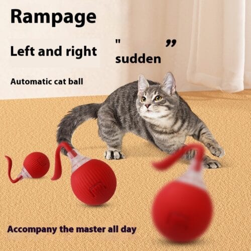Interactive Cat Toys Ball for Indoor Cats Fast Rolling on Carpet, Chirping & Motion Activate Cat Toys (Red) - Image 10