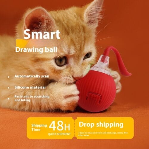 Interactive Cat Toys Ball for Indoor Cats Fast Rolling on Carpet, Chirping & Motion Activate Cat Toys (Red) - Image 4