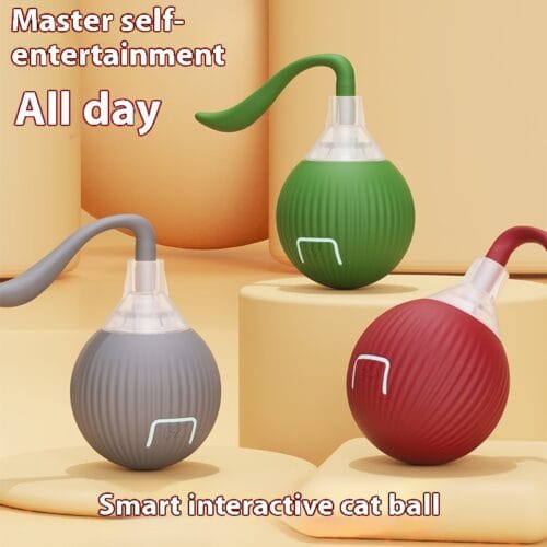 Interactive Cat Toys Ball for Indoor Cats Fast Rolling on Carpet, Chirping & Motion Activate Cat Toys (Red) - Image 9