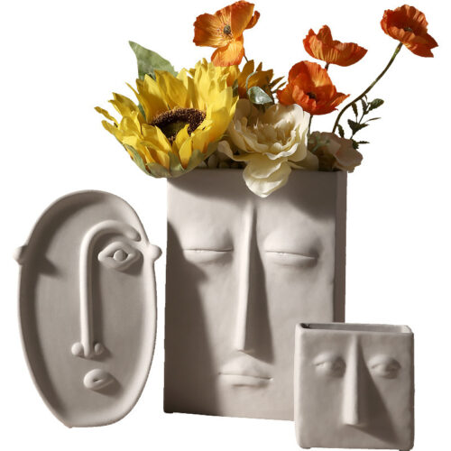 Ceramic Vase Simple Face Decoration Porch Flower - Image 4