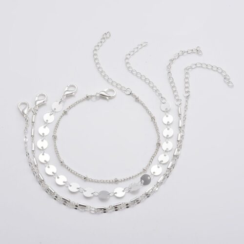 4-pack Set Bracelets Tube Chain Disc Lace Bracelet - Image 2