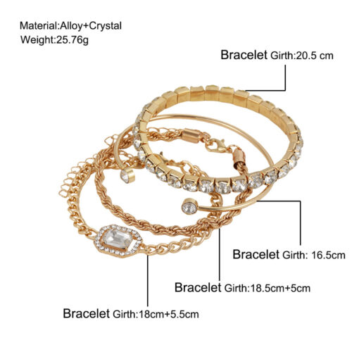 Fashion Jewelry 4 Pcs Crystal Bracelet - Image 5